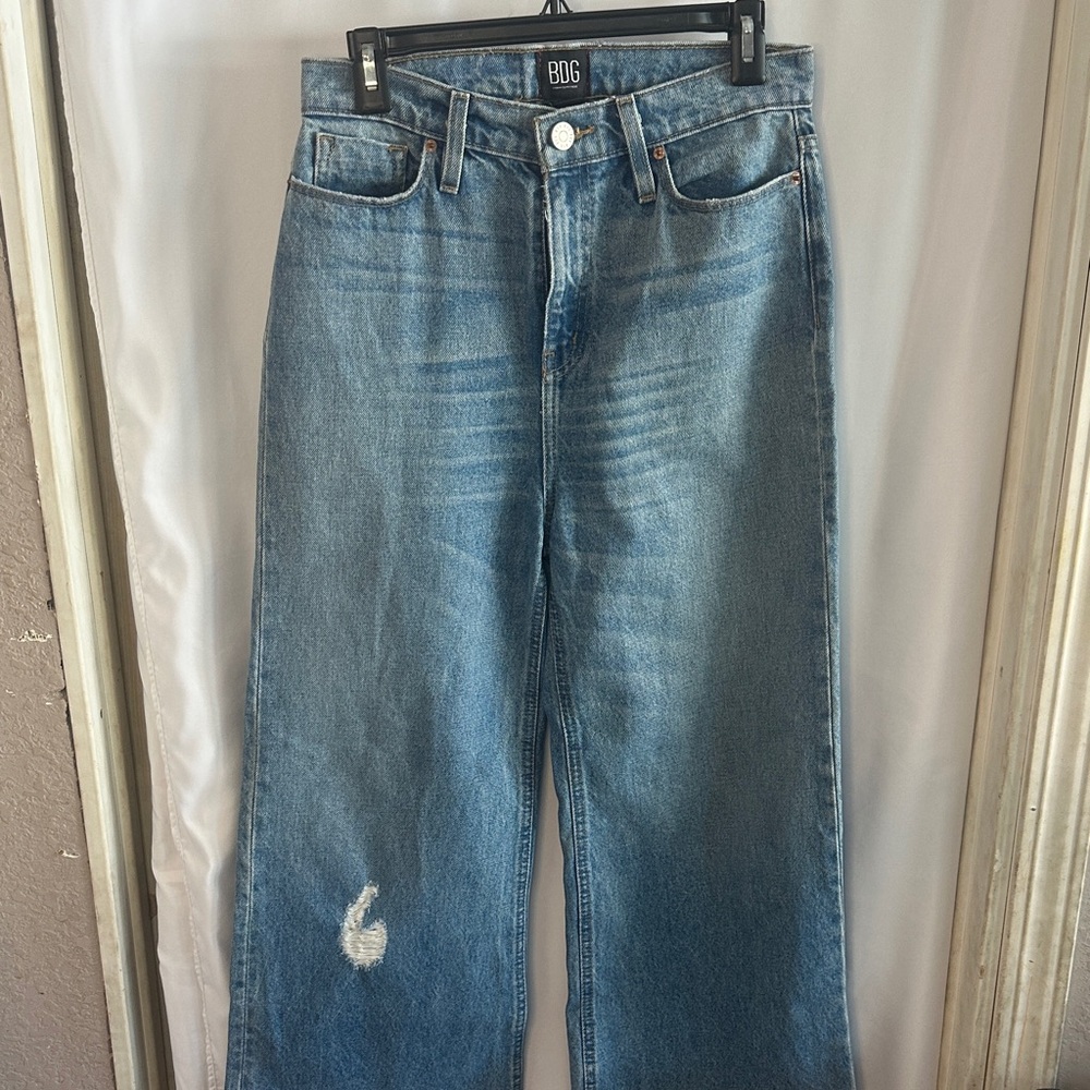 Blue Denim High rise wide leg jeans